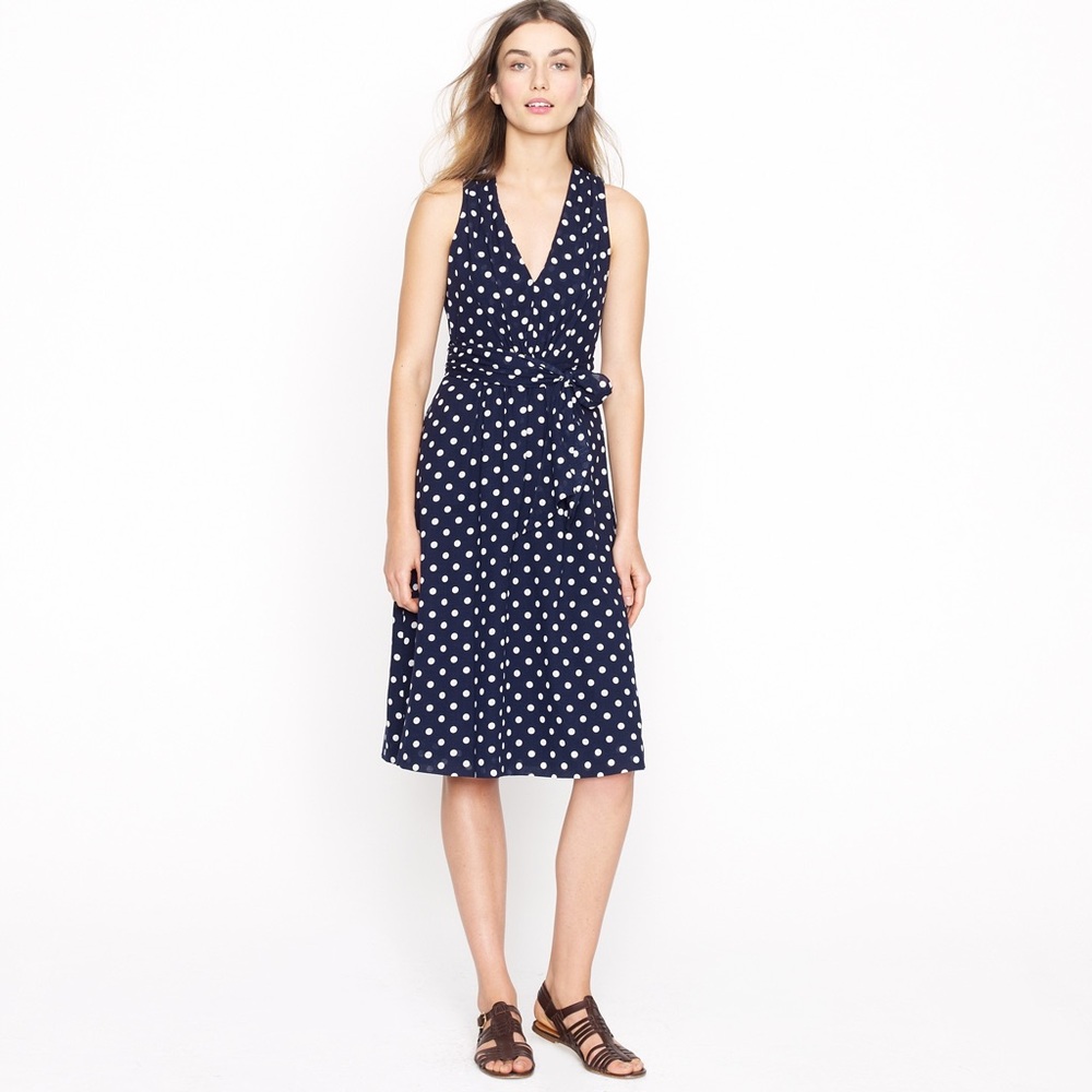 J. Crew Women's Blue Elinor Dress in Polka Dot size 4